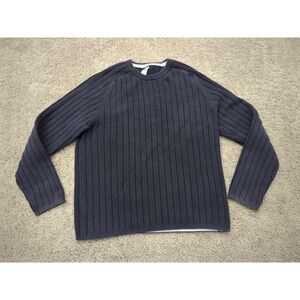 Gap Sweater Mens Large Blue Pullover Crew Neck Long Sleeve Ribbed Knit